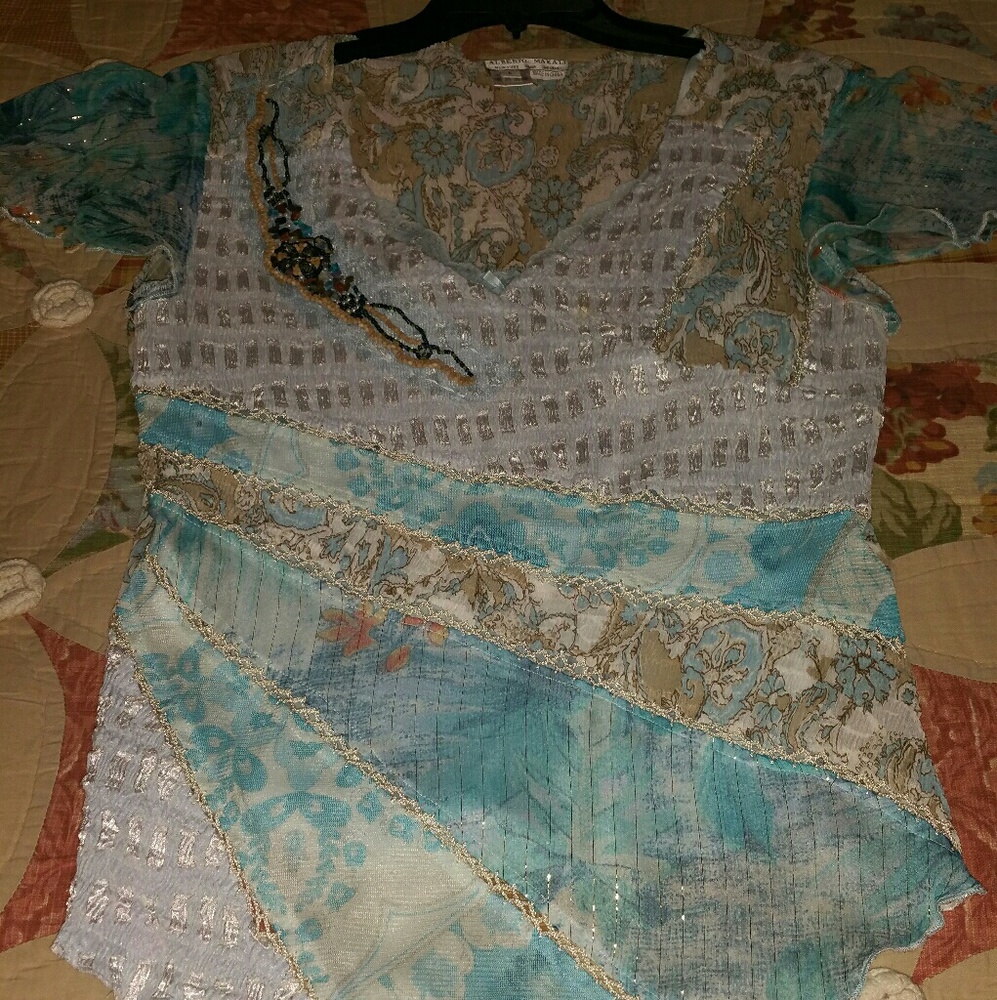 Dressy Blue Blouse With Matching Chemise